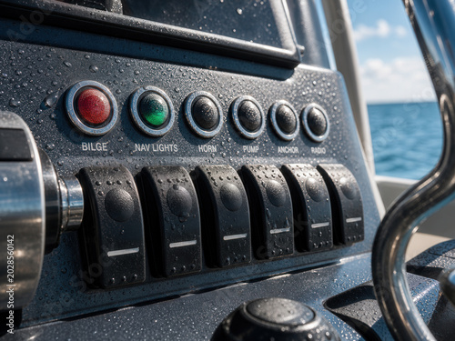 Marine Control Panel With Switches On Boat Console