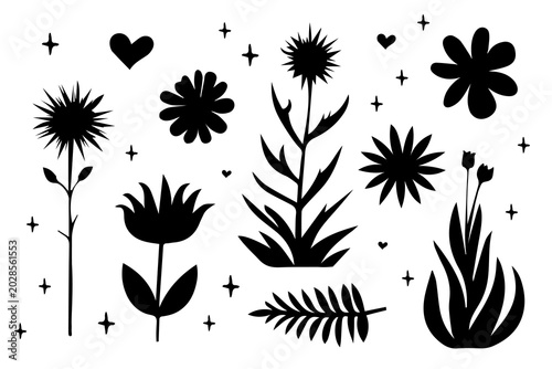Fotografie Set of plant icons isolated on white background