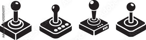 Classic joystick controller set for video games vector illustration art.