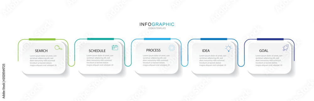 Obraz premium Creative concept for infographic with 5 steps, options, parts or processes. Business data visualization. 