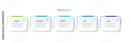 Creative concept for infographic with 5 steps, options, parts or processes. Business data visualization.	