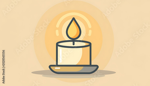 Simple Illustration of a Lit Candle with Flame.