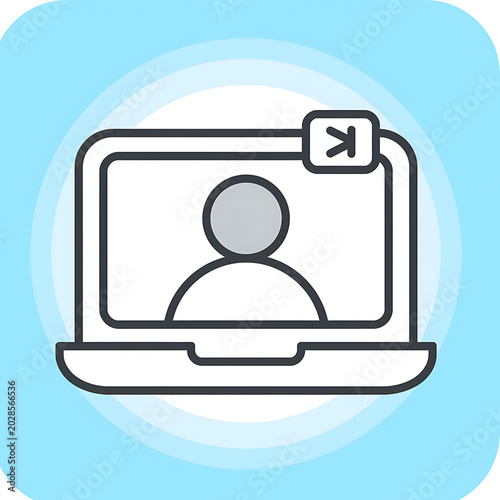 Simple line art laptop user profile.