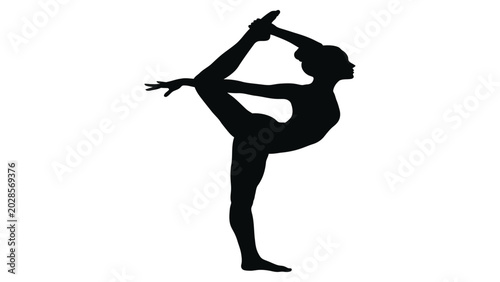 Photos Yoga practitioner silhouette performs a graceful balance pose to demonstrate flexibility and peace