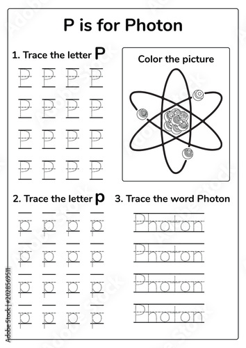 Photon concept vector illustration showing particles of light in outer space. Educational astronomy design featuring glowing cosmic energy in a modern style for science learning and kids worksheet.