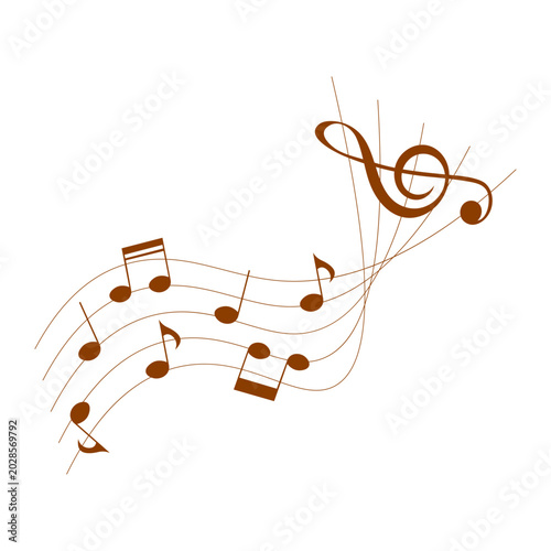 Music notes, musical element, vector illustration.