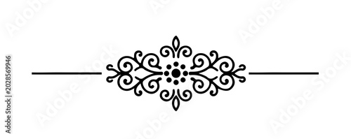 elegant black line art text dividers, decorative floral borders, calligraphic ornaments, and minimalist horizontal vintage page breaks for wedding invitations and book formatting