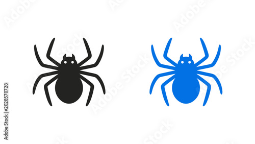 Foto Spider icons set in black and blue colors isolated on white background minimalis