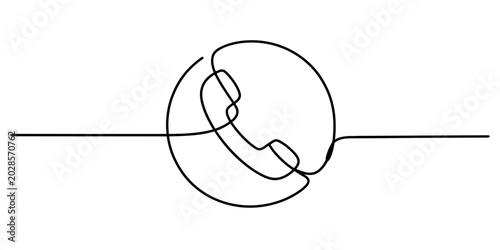 Tableau sur toile Continuous single line drawing of a telephone handset icon