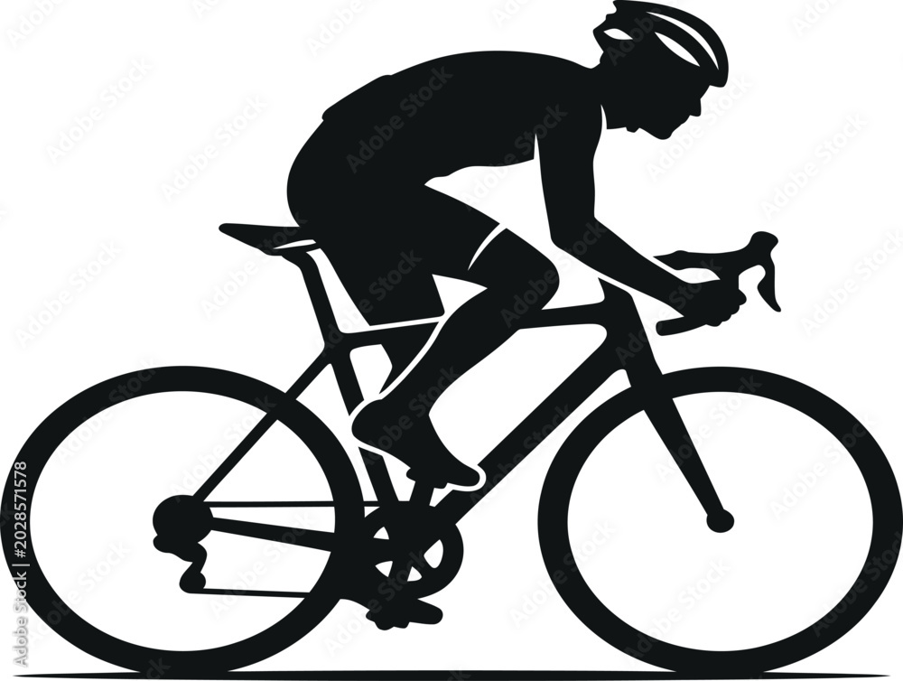 Fototapeta premium Cyclist riding a road bike depicts an active lifestyle and competitive endurance sports training.