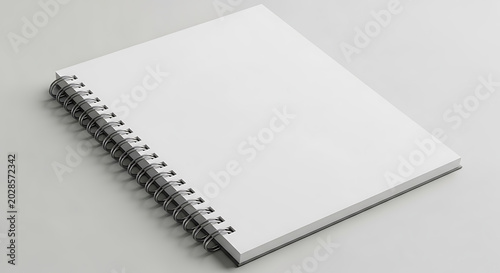 Blank spiral notebook with silver coil white pages on transparent background