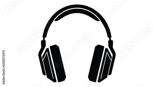 Tableau sur toile Headphones silhouette icon represents modern audio technology and high quality sound equipment