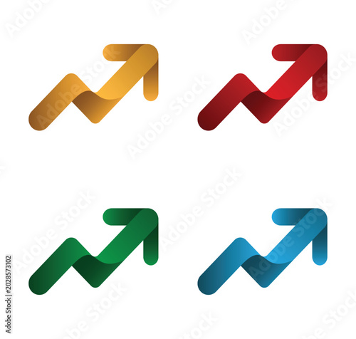Colorful Upward Growth Arrow Icons Set for Business and Financial Success