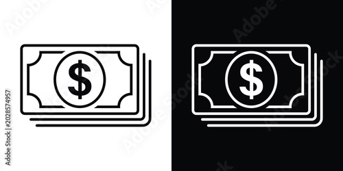 Schilderij op canvas Stack of dollar bills icon