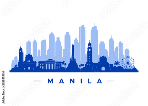 Tableau sur toile Manila city skyline color
City skyline on a white background vector