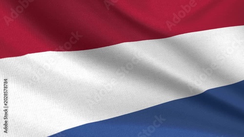 Seamless 3D video of the Netherlands flag fluttering in the wind looping