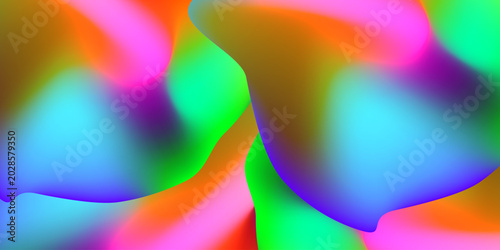 Abstract neon holographic fluid gradient mesh shapes