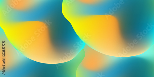 Abstract cyan and yellow organic fluid gradient blobs