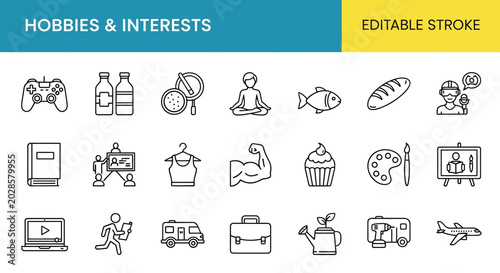 Foto Diverse set of election and debate icons representing political discussion and v