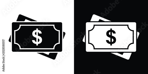 Fotografie Two dollar bills cash icon