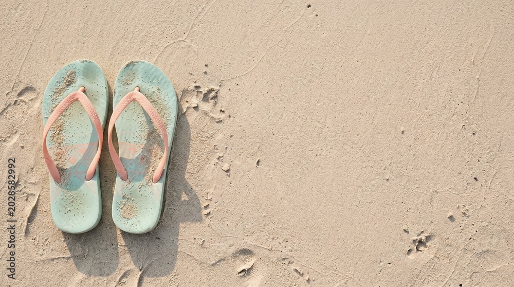 Fototapeta premium flip flops on the beach