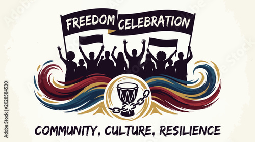 Tableau sur toile People Celebrating Freedom and Community.
