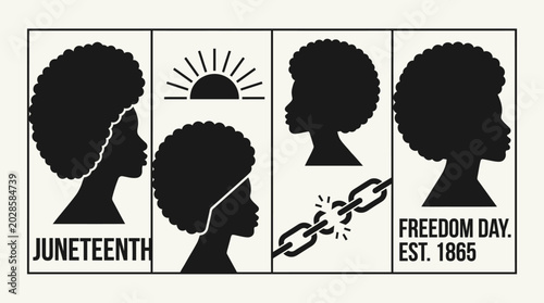 Bild auf Leinwand Juneteenth freedom celebration African American silhouettes.
