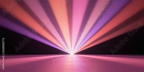 Fotografie Vibrant retro sunburst background with soft pastel pink and purple light rays be
