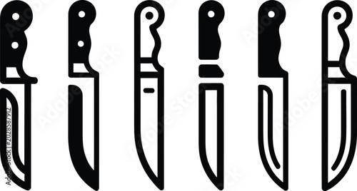 Cuadro en lienzo Black knife tool icon set flat vector graphic art sign