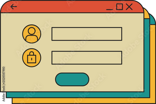 Retro Login Interface Illustration