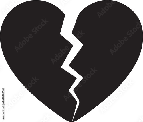 Broken heart silhouette icon vector illustration for relationship concepts