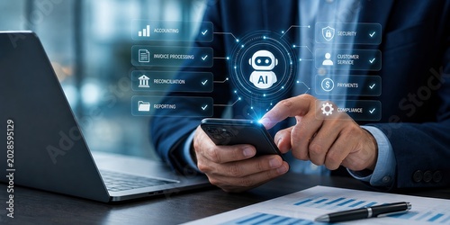 Leveraging ai technology in business modern office digital content professional environment close-up view innovation