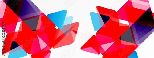 Vászonkép Abstract geometric shapes overlap, creating vibrant red, purple, blue composition