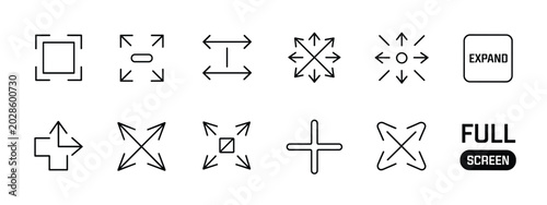 Fotografia Collection of black outline representing expansion and full screen modes expand