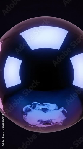 Reflective sphere with vibrant light effects