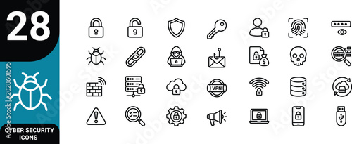 Canvastavla Cyber security icon set network protection data privacy and threat prevention