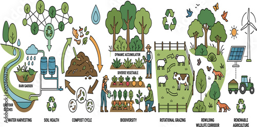 Photos Sustainable Agriculture and Regenerative Farming Infographic Featuring Compostin