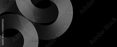 Create a bold look with a centric circle background featuring vector graphics of sound waves.