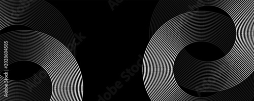 Create a bold look with a centric circle background featuring vector graphics of sound waves.