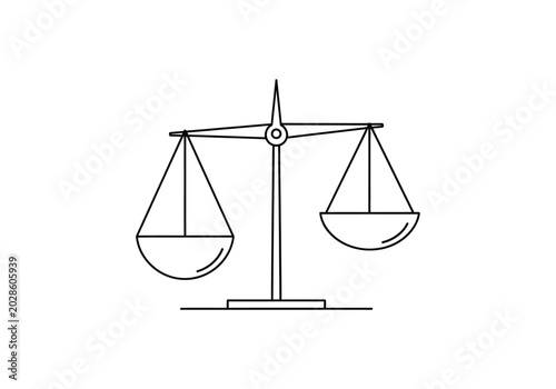 Bild auf Leinwand Black and white line art illustration of classic law scales of justice icon