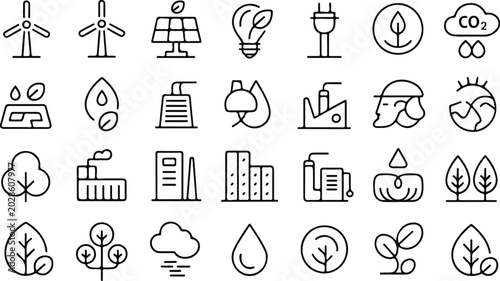 Photos Collection of hand drawn eco friendly icons and symbols for sustainability and e
