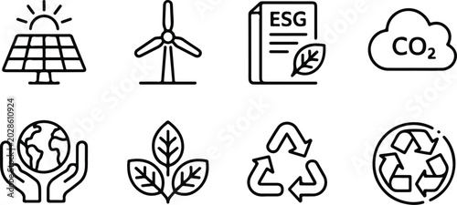 Tableau sur toile Hand drawn vector icons representing environmental sustainability and green ener