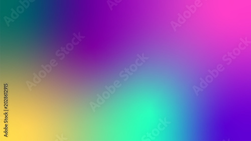Vibrant multicolored gradient background with purple pink blue green and yellow hues blended together smoothly. Resizable and editable, EPS 10.