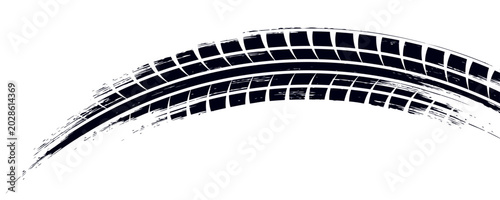 Tire trace track. Abstract wheels braking distances  tread silhouettes brushes. Isolated car or motorcycles vector trails. eps10 vector