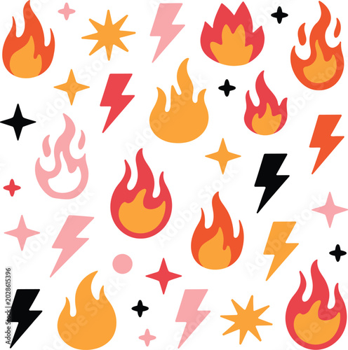 Set of fire flame icons vector illustration collection of burning hot flame and fire symbol design elements