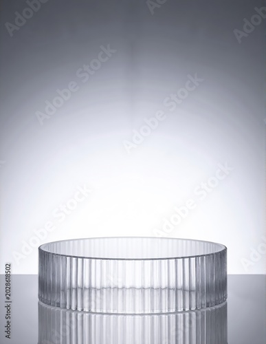 a glass table with a circular base