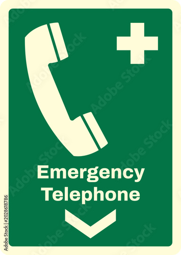 OSHA-ANSI_safety signs emergency and first aid_directional_emergency telephone