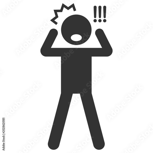 black silhouette stick figure surprised icon