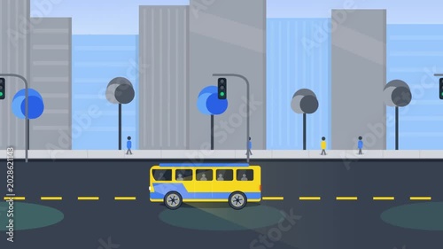 Flat Design Orange and White Cargo Delivery Truck Motion Graphic Loop Footage