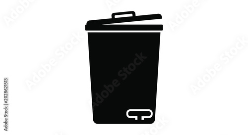 Bild auf Leinwand Trash can with open lid black silhouette